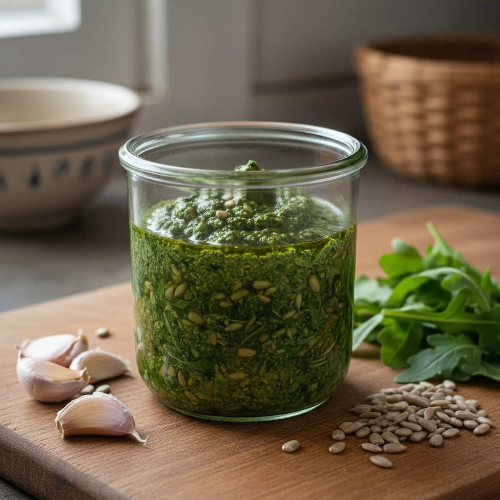 Pikantes Rucola-Pesto mit Sonnenblumenkernen
