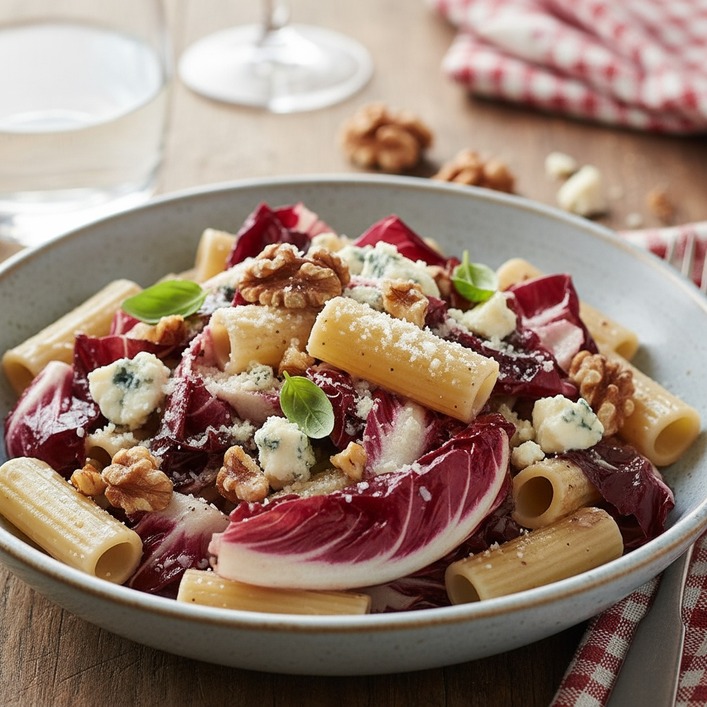 Rigatoni mit Radicchio, Walnüssen und Gorgonzola