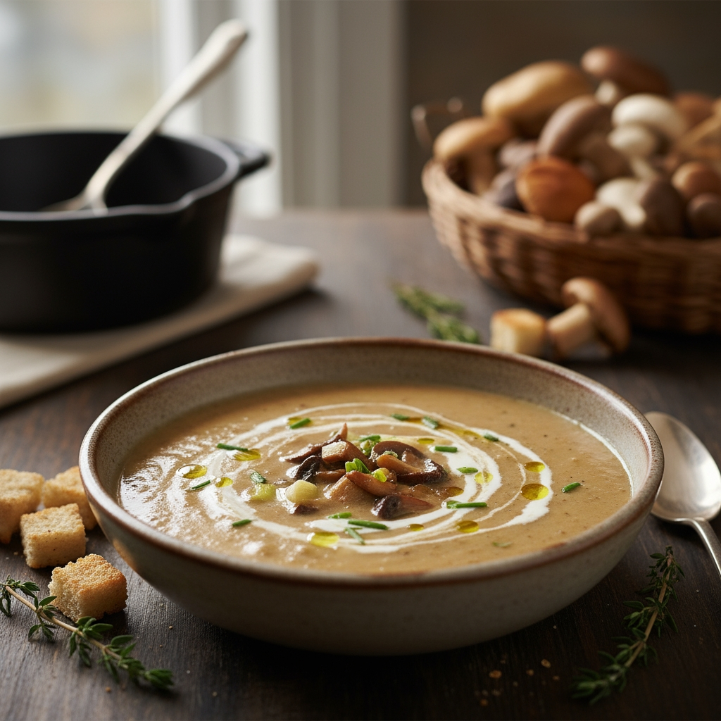 Pilzrahmsuppe mit Lauch