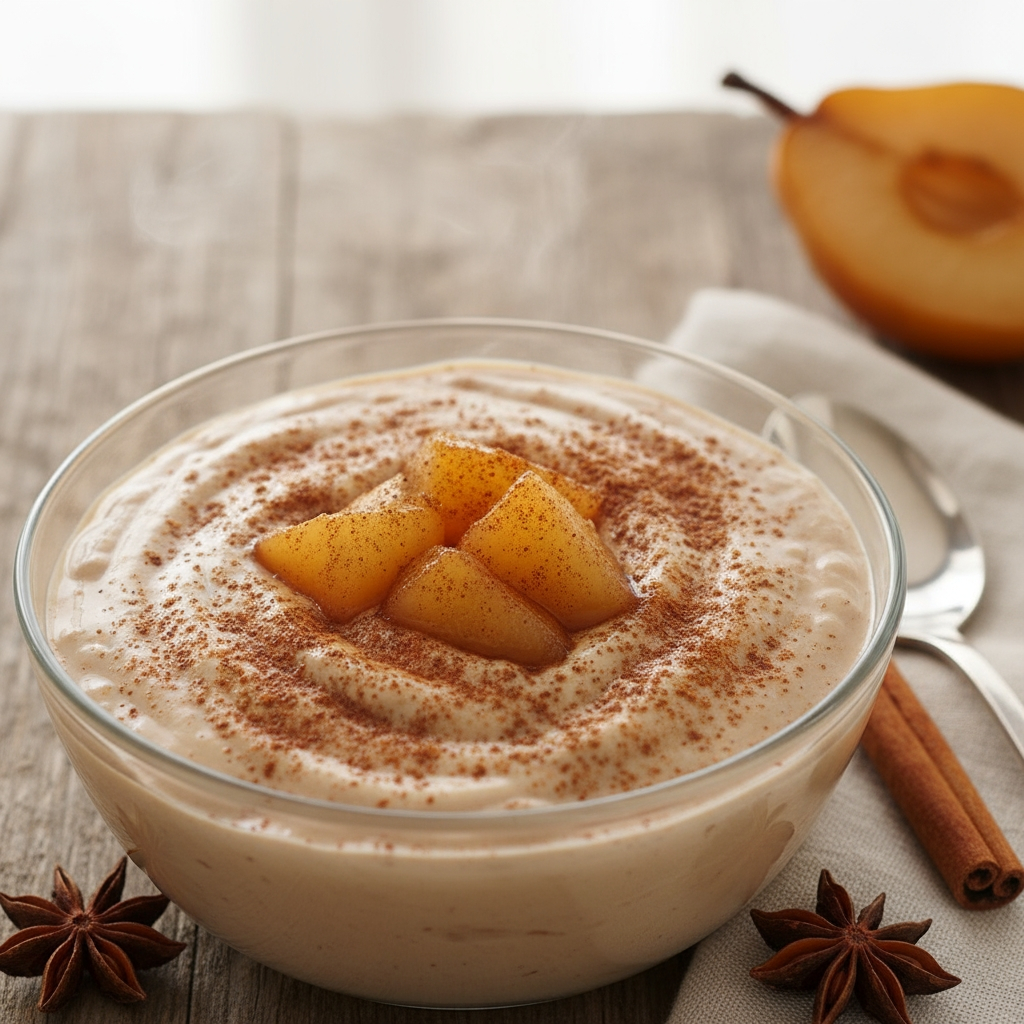 Maroni-Joghurt mit pochierter Birne und Zimt