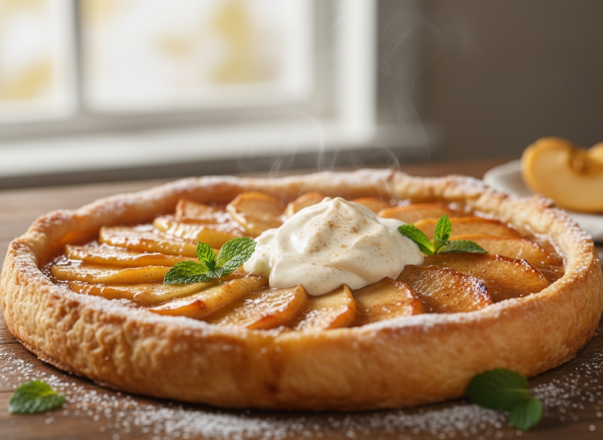 Warmer Apfel Tarte Tatin mit Zimt Vanille Creme